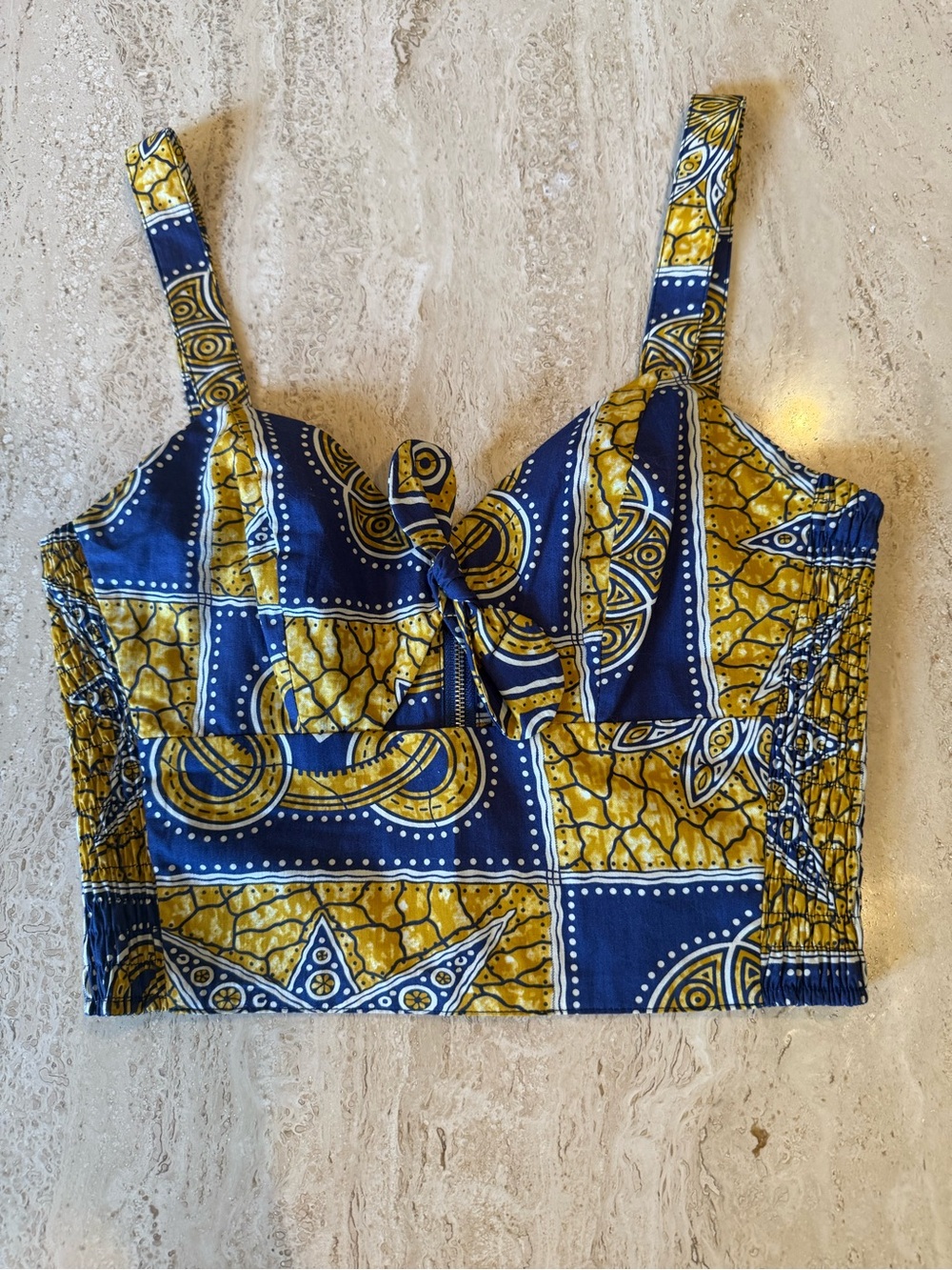Trashy Diva Blue and Yellow Tie-Front Crop Top